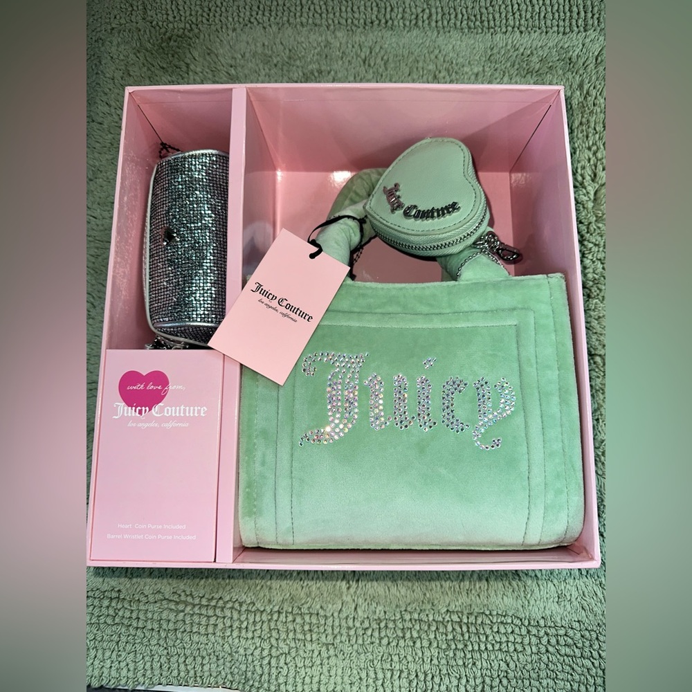 NWT NIB Viral TIKTOK Juicy Couture Velour Big Spender 3 Pc Set In Sage Green